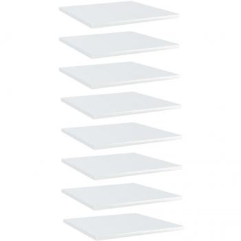 High Gloss White Bookshelf Boards 8 pcs 40x40x1.5 cm Engineered Wood