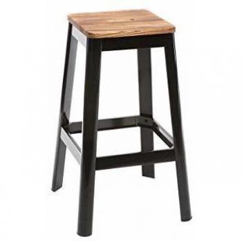Taburete de bar diseño negro y madera 75 cm NICK