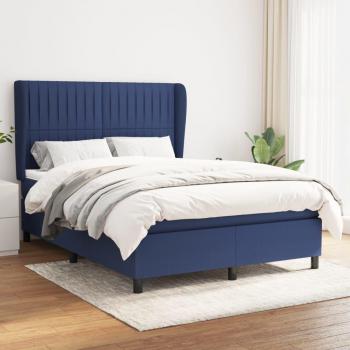 Bastidor de cama box spring con colchón azul 140x200 cm en tela