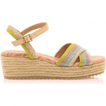 Sandalias de cuña de mujer Mustang con pala cruzada y planta en piel