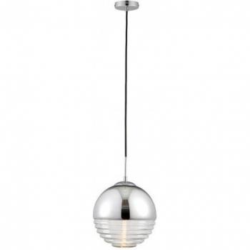 Lámpara colgante Paloma, cromo y vidrio acanalado transparente, 1 luz, E14