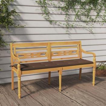 Banco Batavia con cojín gris taupe de madera maciza de teca 150 cm