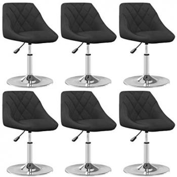 Silla de Comedor Giratoria 6 uds Terciopelo Negro