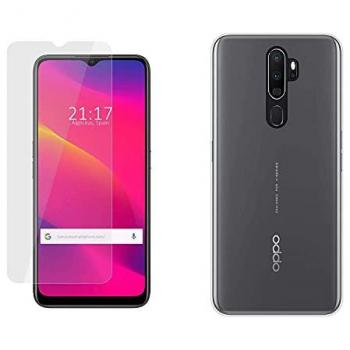 Pack 2 En 1 Funda Gel Transparente y Protector de Cristal Templado para Oppo A5 2020