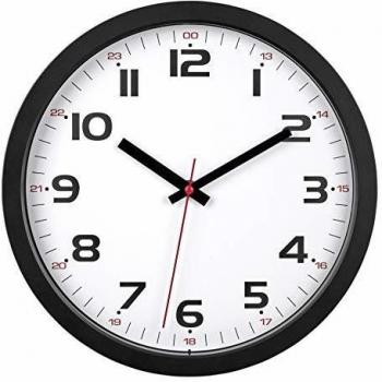 Reloj de pared analógico TFA 305 mm negro con movimiento silencioso y números grandes