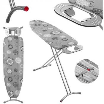 Tabla de Planchar Plegable KADAX 120 x 38 cm Ergonomica con Funda de Algodón y Pies Regulables para Planchado Eficiente (Gris)