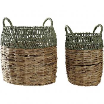 Conjunto de 2 Cestas de Ratán para Decoración del Hogar