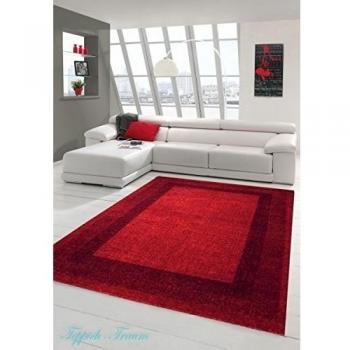 Alfombra diseñador Alfombra moderna pelo de la alfombra sala de estar alfombras de pelo bajo con borde Winchester en rojo Größe 120x170 cm