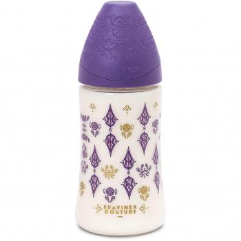Suavinex Couture Premium Biberón Tetina Redonda Morado 270 ml