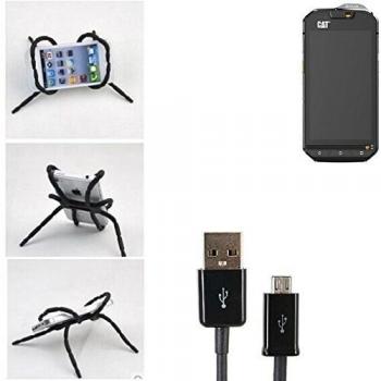 soporte para coche y para mesa etc. para Caterpillar Cat S60, negro araña cable USB. montaje de la salida aire, espejo retrovisor, bicicletas, etc. Trípode - K-S-Trade