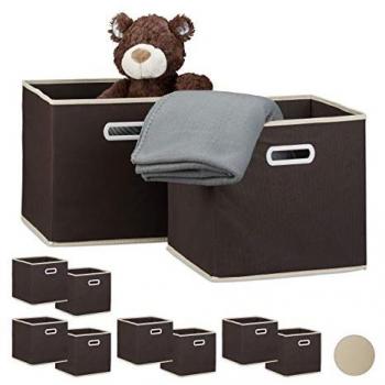 Pack de 10 Cajas Plegables Cuadradas para Almacenamiento y Estantería, 30 x 30 x 30 cm, Color Marrón