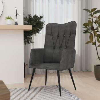 Sillón orejero de cuero auténtico negro canela Vidaxl Negro con estructura resistente, tapizado en cuero auténtico, diseño clásico y elegante, reposabrazos acolchados, patas de madera robustas y fácil mantenimiento