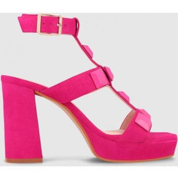 Sandalias de mujer en ante de color fucsia