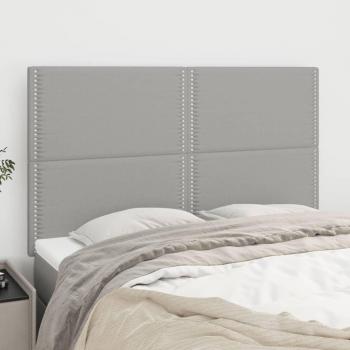 Cabeceros de cama 4 unidades tela gris claro 72x5x78/88 cm
