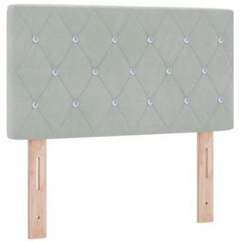 Cabecero LED Argyle con Luz de Tira, Gris Claro, 80 cm, Terciopelo Acolchado