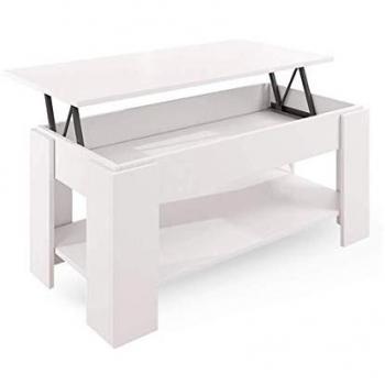 Mesa de Centro Elevable con Revistero Premier 3, 100x45x50 cm, Color Blanco