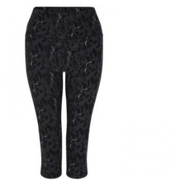 Dare2B Women's Quick-Drying 3/4 Gym Leggings - Black Dash Print Size 12