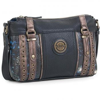Lois - Bolso Bandolera Mujer. Cierre con Cremallera. Bolsillo detrás. Decorado con Remaches y Hebillas. Base Reforzada. Ideal para Diario. Cuero PU Piel Sintética Polipiel. 95730, Color Negro