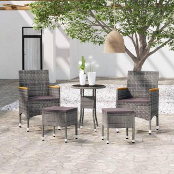 Juego de muebles de jardín de 5 piezas en Polyrattan gris