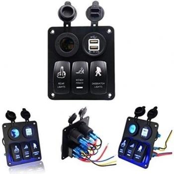 Interruptor, Hansee 5 LED impermeable coche Auto Barco marino LED Rocker Switch panel disyuntores