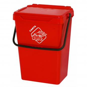 Cubeta Plástica con Tapa Roja 35 Litros