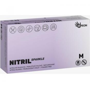 Espeon Nitrile Sparkle Powder-Free Gloves, Pearlescent Violet, Size M, 2x50 pcs