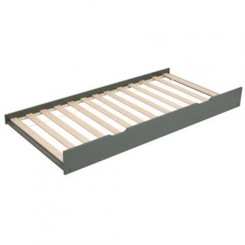 Cajón-cama de madera verde Marceau 190x90cm con somier de láminas y ruedas, ideal para guardar debajo del somier