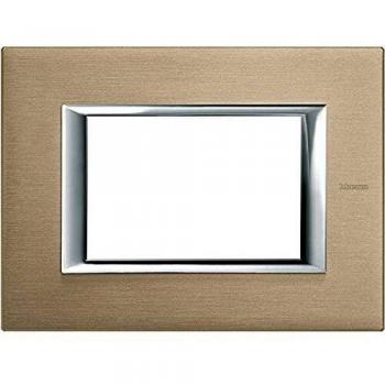 Placa Axolute Rectangular 3 Módulos Titanio Cepillado HA4803NX