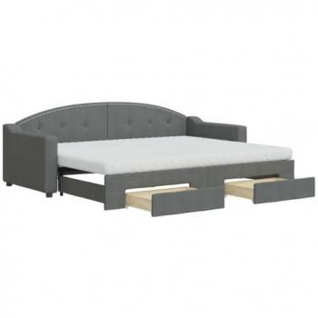 Sofá cama nido con cajones tela gris oscuro 80x200 cm
