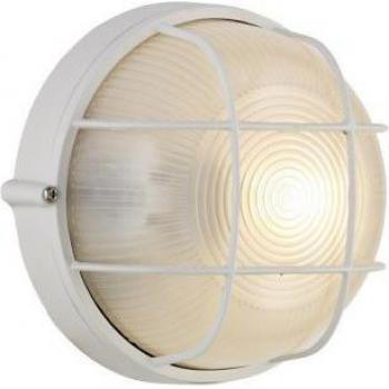 Lámpara de pared redonda Avon, tipo luz de jardín, 1 bombilla E27, altura 17.4cm, IP44, color blanco, material vidrio