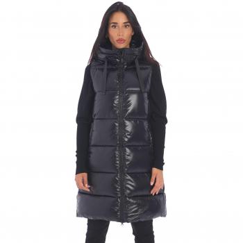 Waistcoat SAVE THE DUCK Woman color Black - Size: M - Padded Hooded Zip Closure