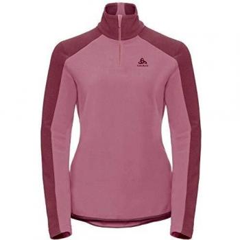 Odlo Midlayer 1/2 Zip Sudadera Royale, Mujer, 541801, Mesa Rose/Rumba Red/Stripes, Medium