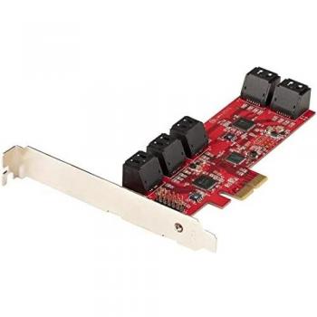 StarTech.com Tarjeta PCIe Controladora SATA de 10 Puertos - Tarjeta de Expansión PCI Express SATA - 6Gbps - Perfil Bajo/Completo - Conectores SATA Apilados - ASM1062 sin Raid