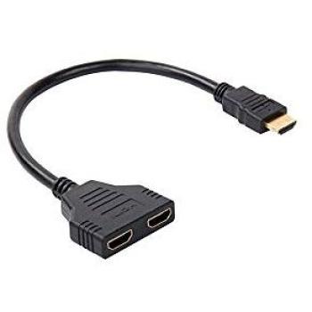 Cable Adaptador Duplicador HDMI 30cm Macho a Doble Hembra, 4K 1080p Full HD, Negro, Convertidor de 1 a 2 vías para HDTV y Proyectores