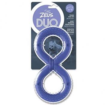 Juguete para Masticar Perro Zeus Duo Tirador 8 Nudos, 20 cm, Morado con Aroma a Beicon