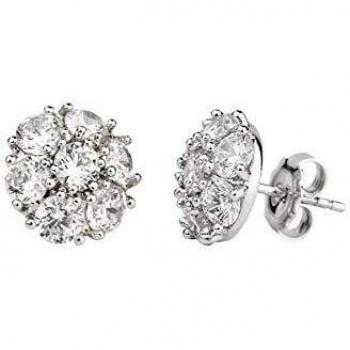 VIDAL & VIDAL Pendientes flor de Plata Circonitas blancas