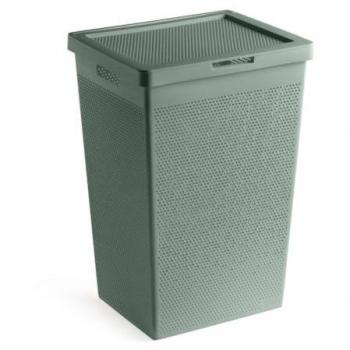 Cesto de Ropa Bohol 60L Verde Sage Tatay, con tapa, capacidad de 60 litros, fabricado en polipropileno libre de BPA y 100% reciclado, dimensiones: 42,5 x 35