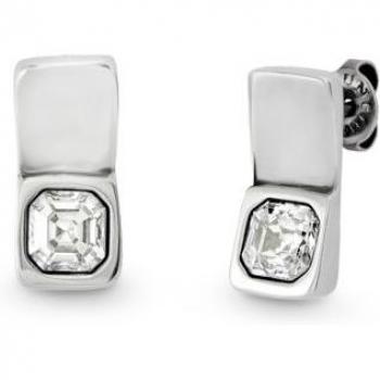 UNOde50 Elegant Silver-Plated Rectangular Crystal Earrings