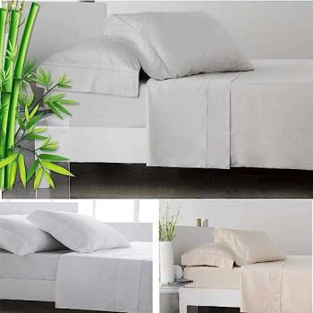 Juego de sábanas de Bambú 100% Orgánico Hipoalergénico Gris para Cama de 160 x 190/200 cm - Incluye Sábana Encimera y Fundas de Almohada