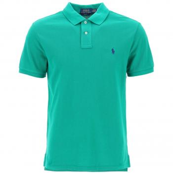 Men's Slim Fit Embroidered Logo Pique Cotton Polo Shirt