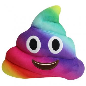 Almohada de Caca Emoji Juguete– Emoticono Popo Sonriente Color Arcoíris – Cojín de Emoticon de Peluche Suave RegaloWhatsappPoop – Estilo Mierda 30x30cm Multicolor Clásico – Garantía
