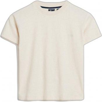 Camiseta Superdry Essential Logo 90s manga corta cuello redondo ancho beige claro mujer