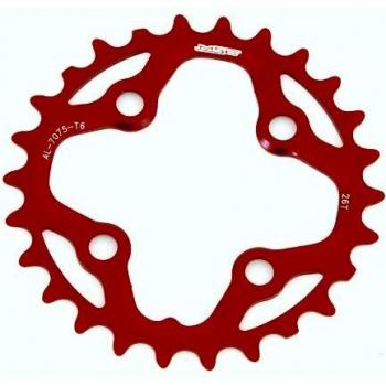 MSC Bikes MSC CNC Alu7075 4 Brazos 64 mm 26D - Plato de Ciclismo, Color Rojo anodizado