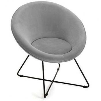 Versa 21351149 Sillón Terciopelo Gris, Metal y Tela Aterciopelada, 80 x 68 x 78 cm