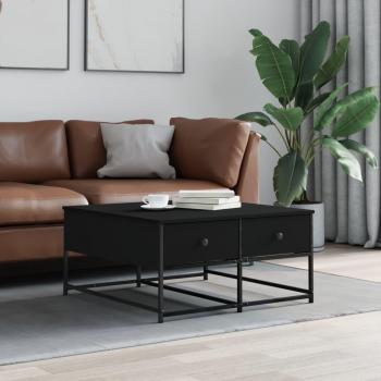 Mesa de centro de madera de ingeniería 80x80x40 cm en negro, roble sonoma y roble ahumado, ideal para salón o comedor, también como mesita auxiliar