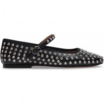 Bailarinas de mujer Steve Madden Vinetta-R con hebilla, planas y brillantes, color negro, EU 39