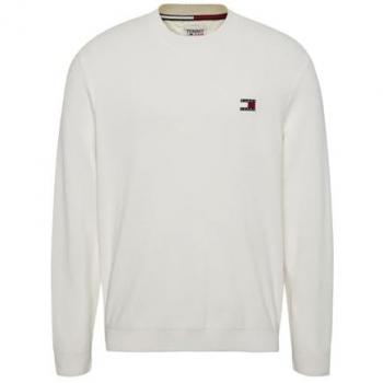 Tommy Hilfiger Men's Embroidered Logo Cotton Crew Neck Sweater - White, Size L