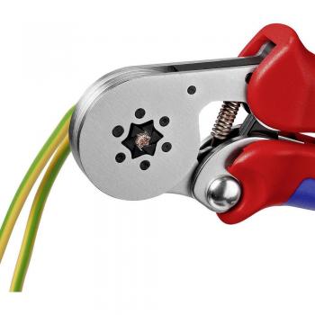 Knipex 97 55 14 - Alicate autoajustable para crimpar punteras huecas, herramienta de crimpado, ajuste automático, diseño ergonómico, fabricado en acero forjado, capacidad para punteras hue