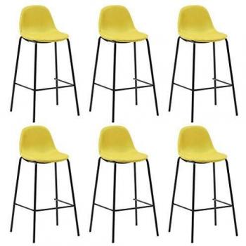 Taburetes de cocina 6 unidades tela amarillo