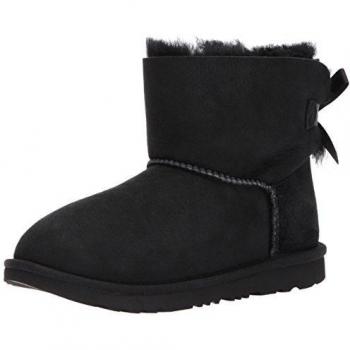 UGG® Kids' Mini Bailey Bow II Boot - Sheepskin Classic Boots, Color: Black, Size: 6K, Gender: Unisex